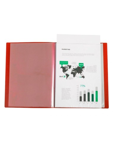 CI | Carpeta Liderpapel 80 Fundas Canguro Pp Din A4 Rojo Translucido Portada Y Lomo Personalizable