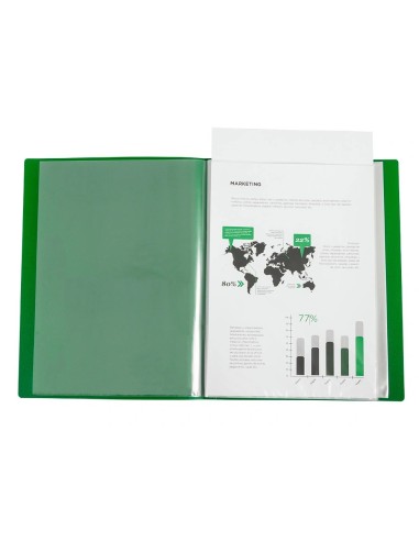 CI | Carpeta Liderpapel 60 Fundas Canguro Pp Din A4 Verde Translucido Portada Y Lomo Personalizable