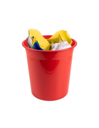 CI | Papelera plastico q-connect rojo opaco 13 litros