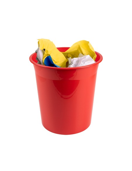 CI | Papelera plastico q-connect rojo opaco 13 litros