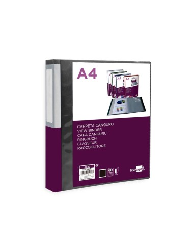 CI | Carpeta Liderpapel 60 Fundas Canguro Pp Din A4 Negro Opaco Portada Y Lomo Personalizable