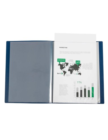 CI | Carpeta Liderpapel 60 Fundas Canguro Pp Din A4 Azul Translucido Portada Y Lomo Personalizable
