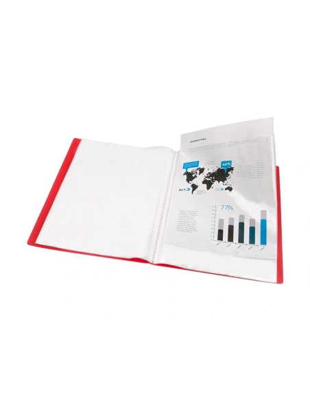 CI | Carpeta liderpapel escaparate 40 fundas polipropileno din a3 rojo translucido