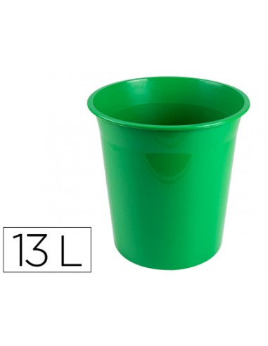 CI | Papelera plastico q-connect verde opaco 13 litros
