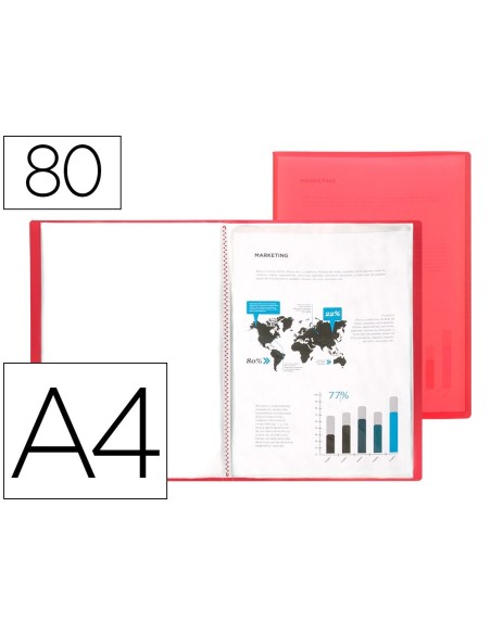 CI | Carpeta Liderpapel Escaparate 80 Fundas Polipropileno Din A4 Rojo Translucido