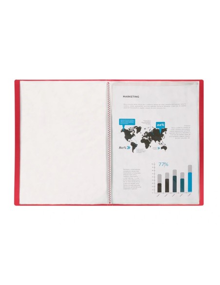 CI | Carpeta Liderpapel Escaparate 80 Fundas Polipropileno Din A4 Rojo Translucido