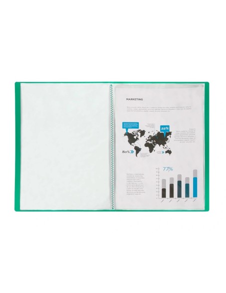CI | Carpeta liderpapel escaparate 60 fundas polipropileno din a4 verde translucido