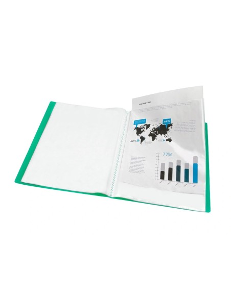 CI | Carpeta liderpapel escaparate 40 fundas polipropileno din a4 verde translucido