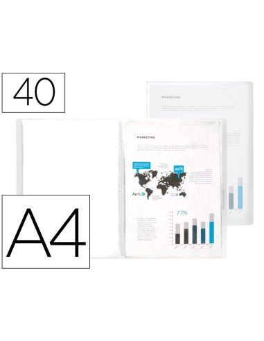 CI | Carpeta liderpapel escaparate 47054 40 fundas polipropileno frosty din a4 transparente