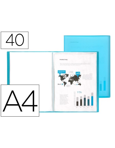 CI | Carpeta liderpapel escaparate 47052 40 fundas polipropileno traslucida din a4 azul frosty