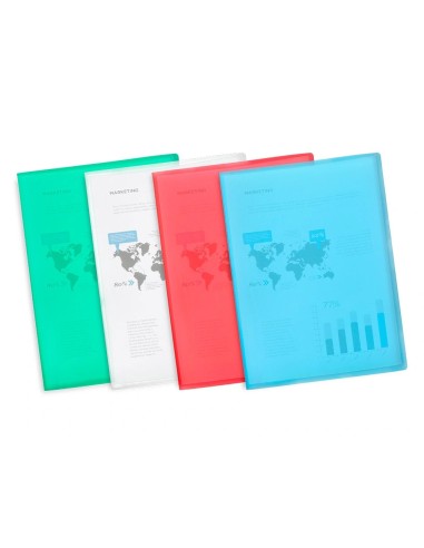 CI | Carpeta liderpapel escaparate 47052 40 fundas polipropileno traslucida din a4 azul frosty