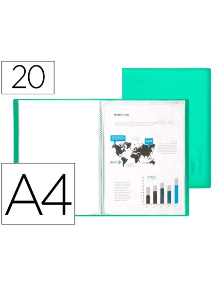 CI | Carpeta liderpapel escaparate 20 fundas polipropileno din a4 verde translucido
