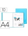 CI | Carpeta liderpapel escaparate 47482 10 fundas polipropileno traslucida din a4 azul frosty