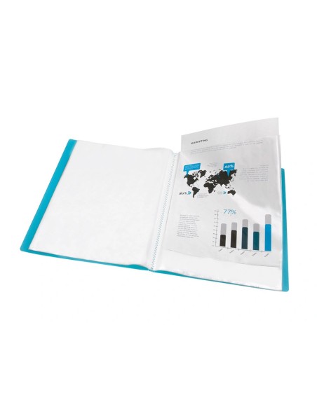 CI | Carpeta liderpapel escaparate 47482 10 fundas polipropileno traslucida din a4 azul frosty