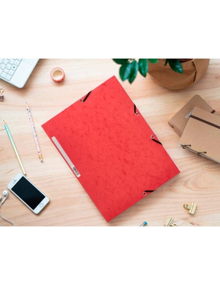 CI | Carpeta q-connect gomas kf02174 carton simil-prespan solapas 320x243 mm surtidas roja-amarilla-azul-verde-naran