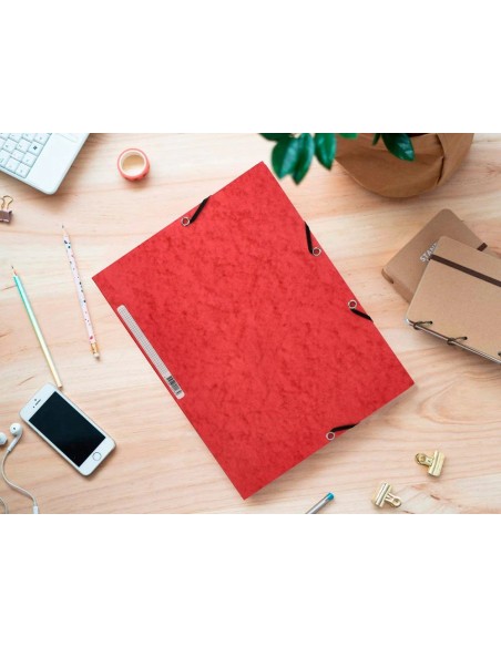 CI | Carpeta q-connect gomas kf02165 carton simil-prespan solapas 320x243 mm roja