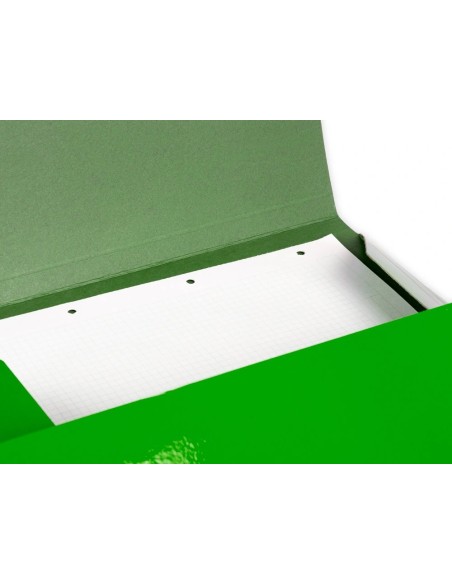 CI | Carpeta liderpapel gomas folio 3 solapas carton plastificado color verde