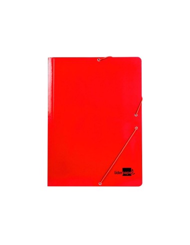 CI | Carpeta liderpapel gomas folio 3 solapas carton plastificado color rojo