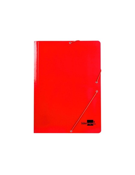 CI | Carpeta liderpapel gomas folio 3 solapas carton plastificado color rojo
