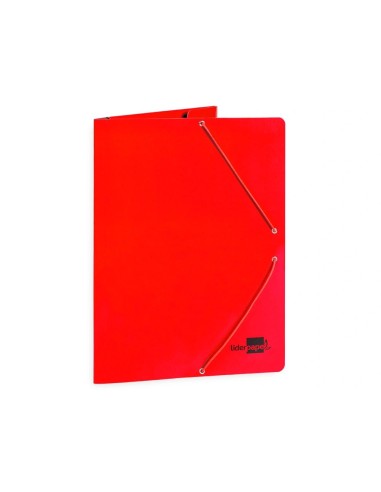 CI | Carpeta liderpapel gomas folio 3 solapas carton plastificado color rojo