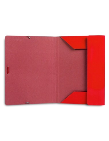 CI | Carpeta liderpapel gomas folio 3 solapas carton plastificado color rojo