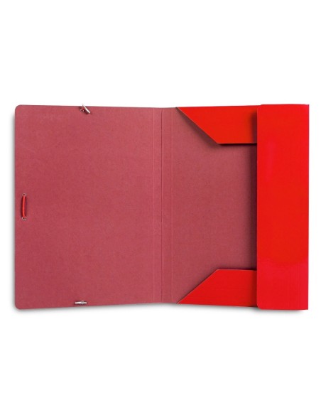 CI | Carpeta liderpapel gomas folio 3 solapas carton plastificado color rojo