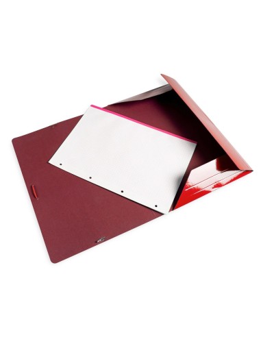 CI | Carpeta liderpapel gomas folio 3 solapas carton plastificado color rojo