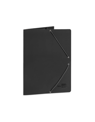 CI | Carpeta liderpapel gomas folio 3 solapas carton plastificado color negro