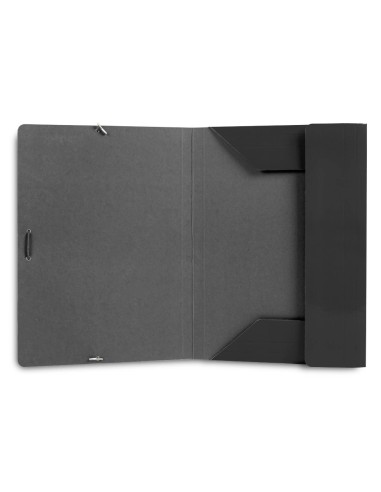 CI | Carpeta liderpapel gomas folio 3 solapas carton plastificado color negro