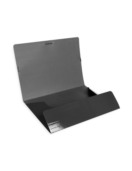 CI | Carpeta liderpapel gomas folio 3 solapas carton plastificado color negro