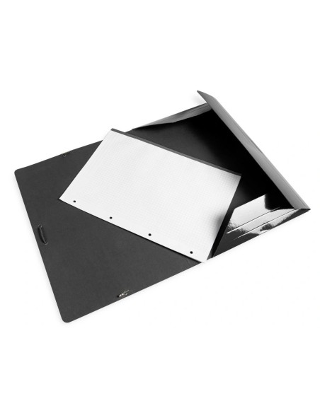 CI | Carpeta liderpapel gomas folio 3 solapas carton plastificado color negro