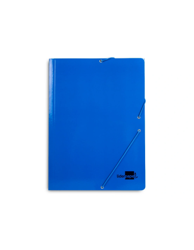 CI | Carpeta liderpapel gomas folio 3 solapas carton plastificado color azul