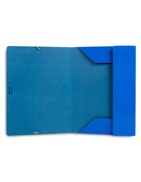 CI | Carpeta liderpapel gomas folio 3 solapas carton plastificado color azul