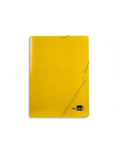 CI | Carpeta liderpapel gomas folio 3 solapas carton plastificado color amarillo