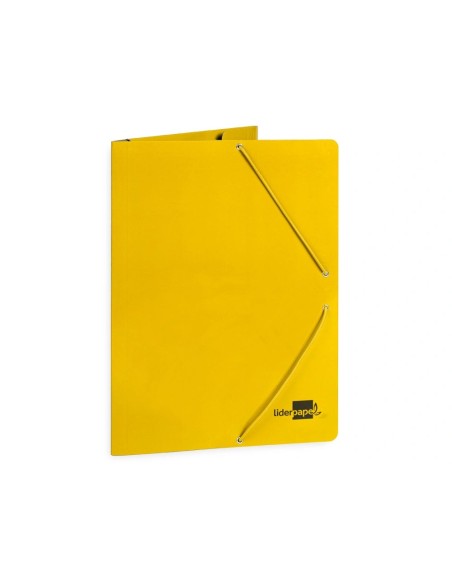 CI | Carpeta liderpapel gomas folio 3 solapas carton plastificado color amarillo