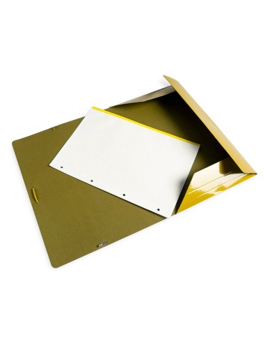 CI | Carpeta liderpapel gomas folio 3 solapas carton plastificado color amarillo