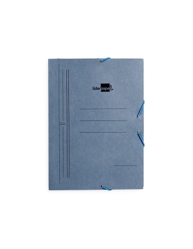 CI | Carpeta liderpapel gomas folio 3 solapas carton pintado azul 410 g/m2
