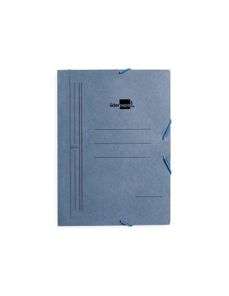 CI | Carpeta liderpapel gomas folio 3 solapas carton pintado azul 410 g/m2