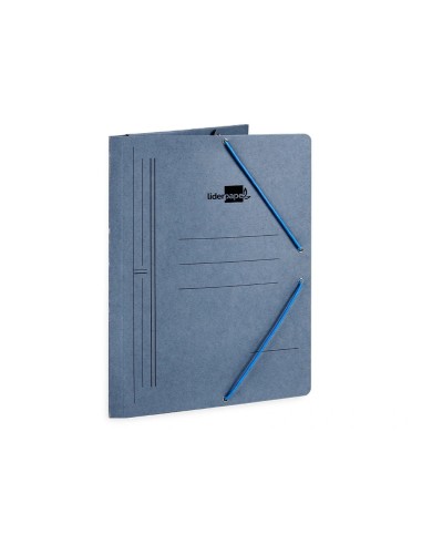 CI | Carpeta liderpapel gomas folio 3 solapas carton pintado azul 410 g/m2