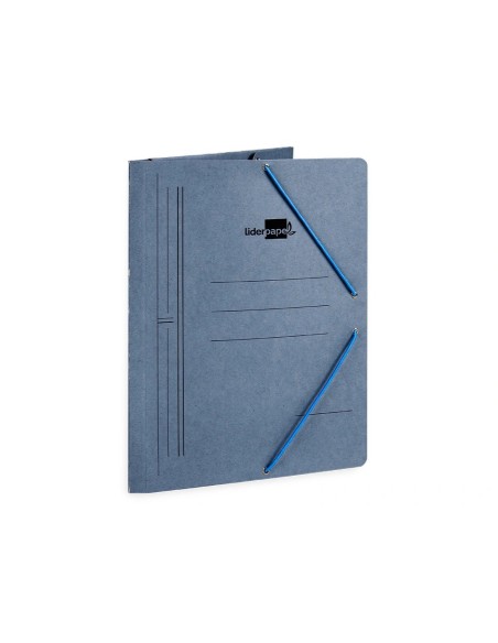 CI | Carpeta liderpapel gomas folio 3 solapas carton pintado azul 410 g/m2