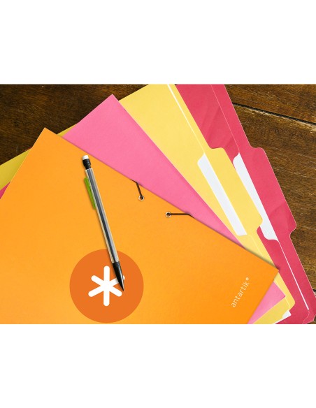 CI | Carpeta Liderpapel Antartik Gomas A4 3 Solapas Carton Forrado Color Mostaza