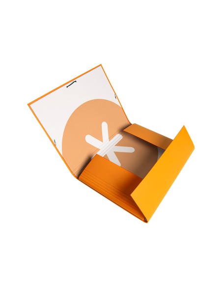 CI | Carpeta Liderpapel Antartik Gomas A4 3 Solapas Carton Forrado Color Mostaza