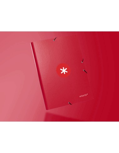 CI | Carpeta Liderpapel Antartik Gomas A4 3 Solapas Carton Forrado Color Frambuesa