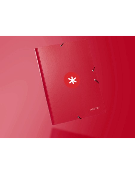 CI | Carpeta Liderpapel Antartik Gomas A4 3 Solapas Carton Forrado Color Frambuesa