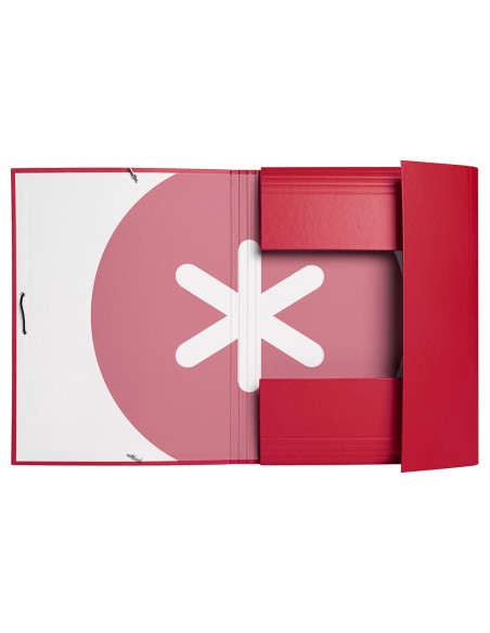CI | Carpeta Liderpapel Antartik Gomas A4 3 Solapas Carton Forrado Color Frambuesa