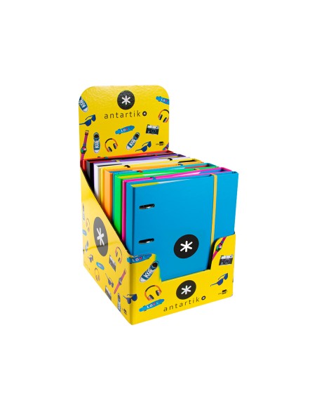 CI | Carpeta con recambio y solapa liderpapel antartik a4 cuadro 5mm forrada 4 anillas redondas 40mm colores surtidos