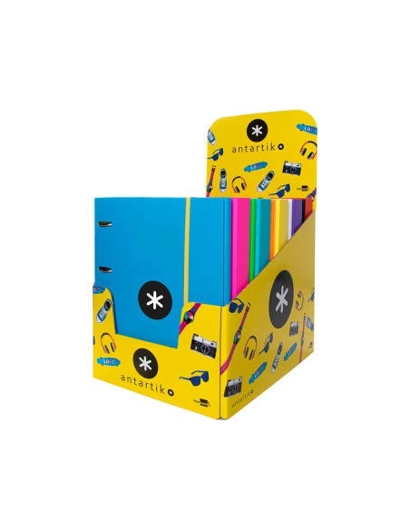 CI | Carpeta con recambio y solapa liderpapel antartik a4 cuadro 5mm forrada 4 anillas redondas 40mm colores surtidos