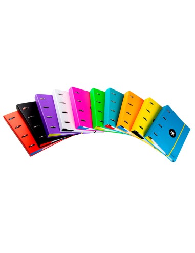 CI | Carpeta con recambio y solapa liderpapel antartik a4 cuadro 5mm forrada 4 anillas redondas 40mm colores surtidos