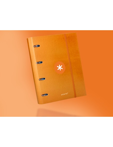 CI | Carpeta Con Recambio Y Solapa Liderpapel Antartik A4 Cuadro 5 Mm Forrada 4 Anillas Redondas 40Mm Color Mostaza