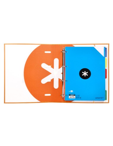 CI | Carpeta Con Recambio Y Solapa Liderpapel Antartik A4 Cuadro 5 Mm Forrada 4 Anillas Redondas 40Mm Color Mostaza